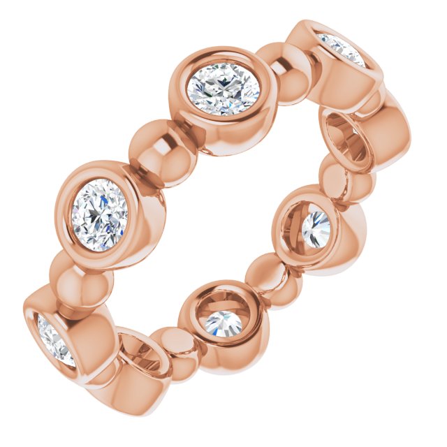 1.00 ct. Round Diamond Eternity Band Bezel Set Ring-VIRABYANI